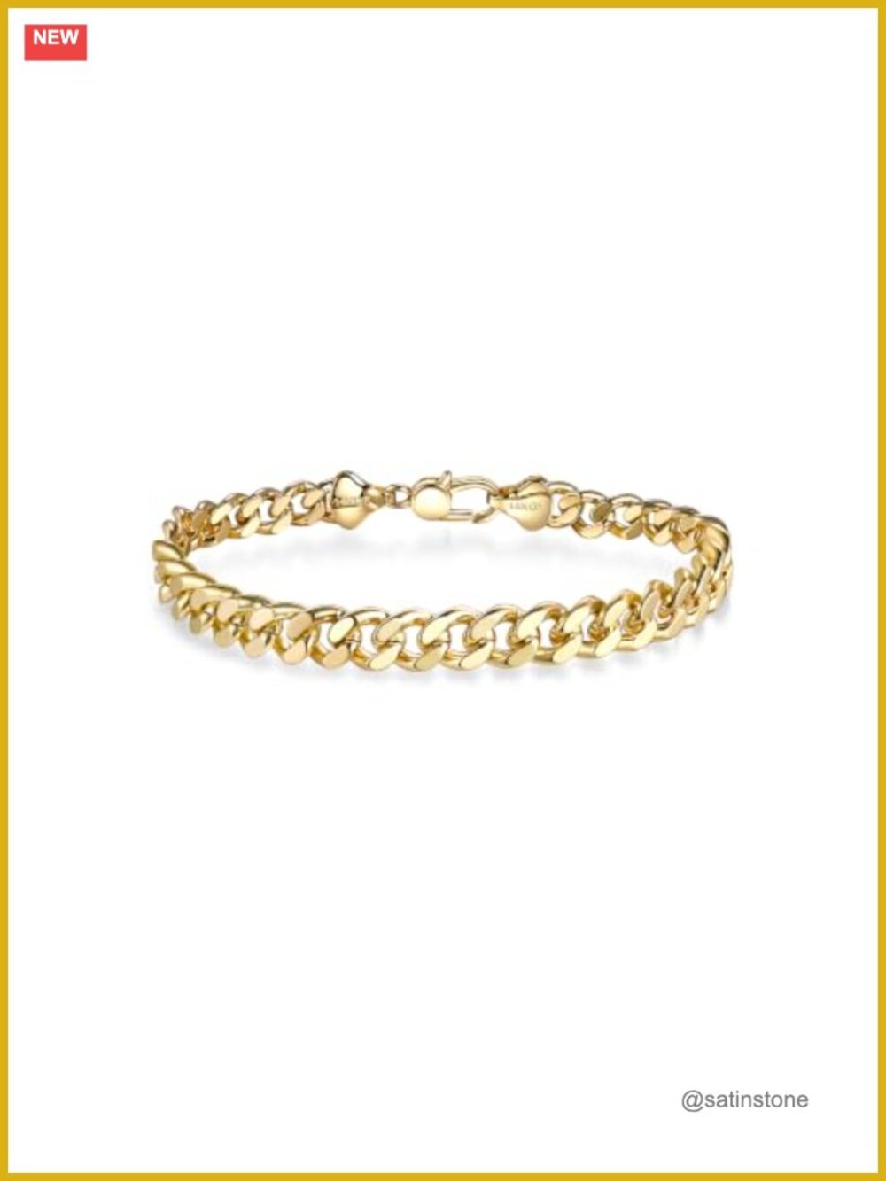 14K Gold Cuban Link Chain Bracelet for Men Women Hypoallergenic Jewelry Gift